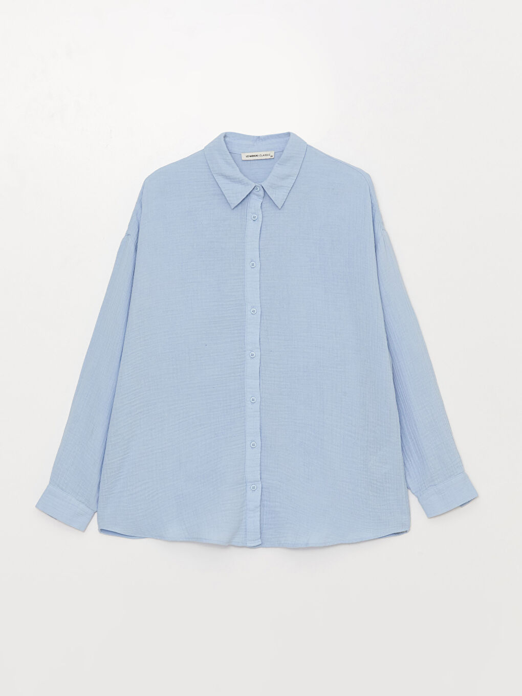 Риза за жени с предно закопчаване, изчистена, дълъг ръкав, овърсайз, муселинова материя-5