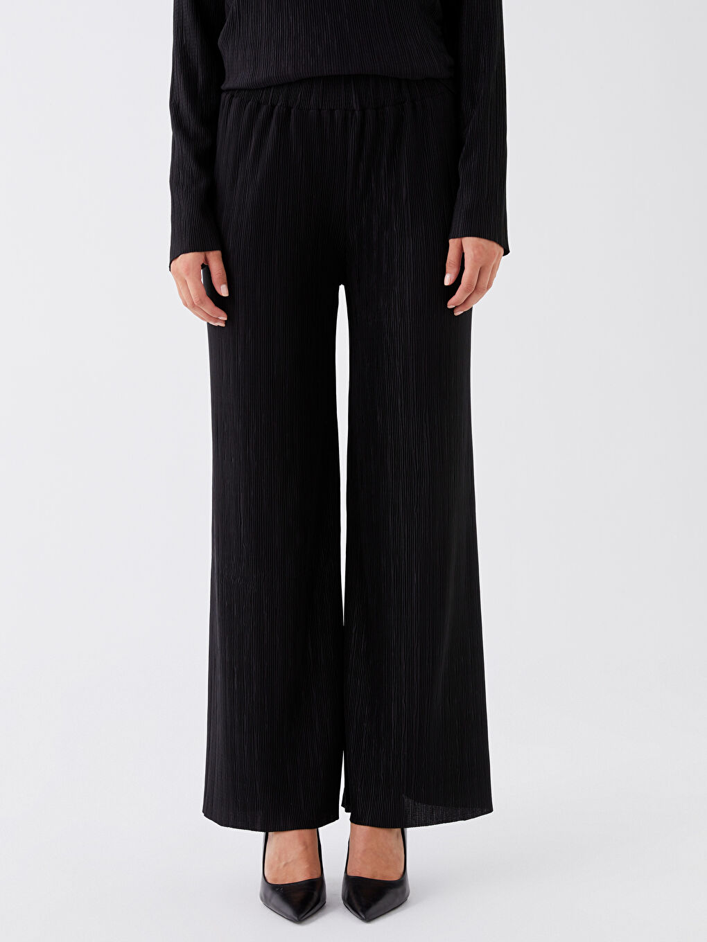 Kadın Beli Lastikli İspanyol Paça Eşofman Altı-2