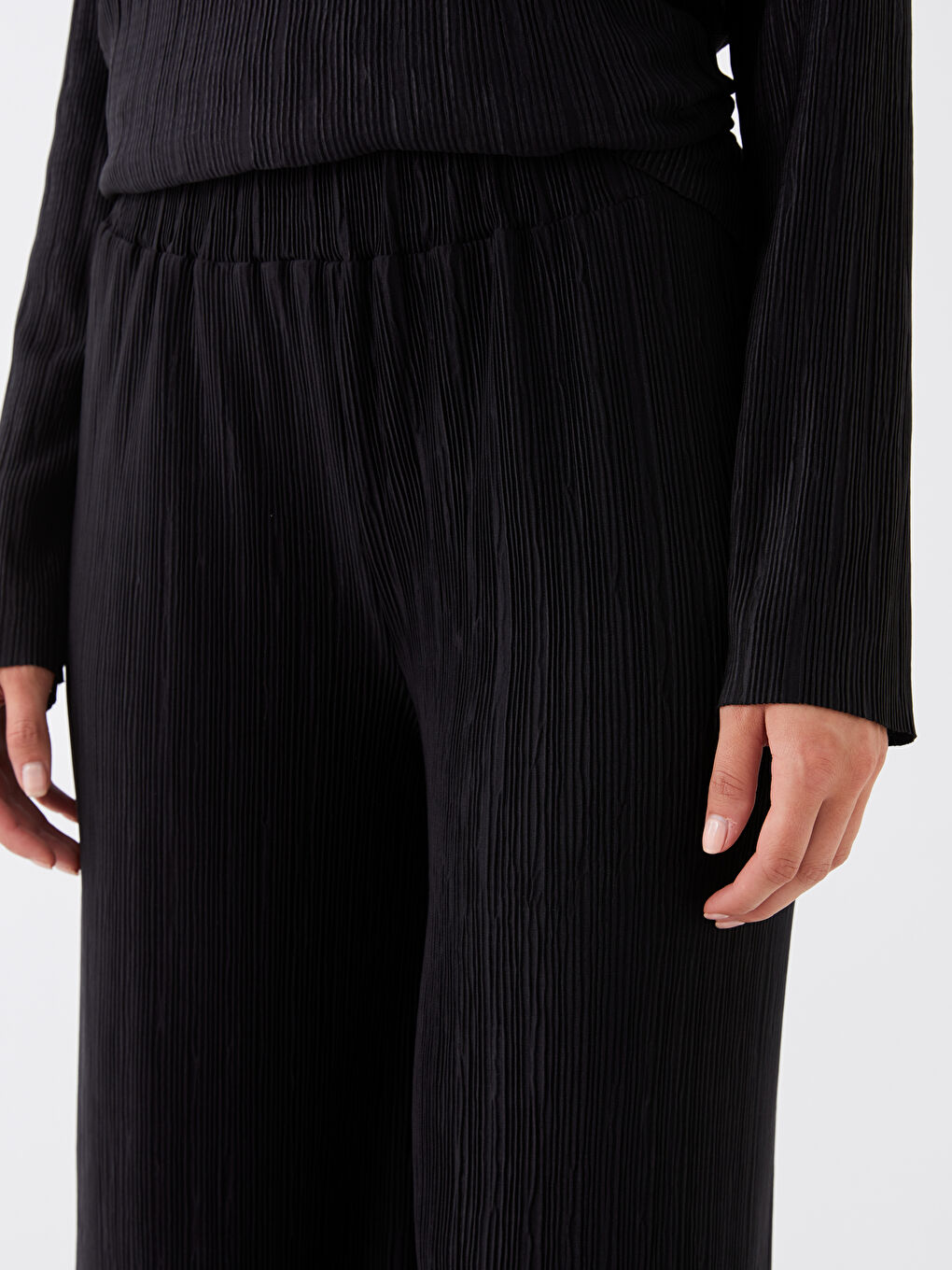 Kadın Beli Lastikli İspanyol Paça Eşofman Altı-3