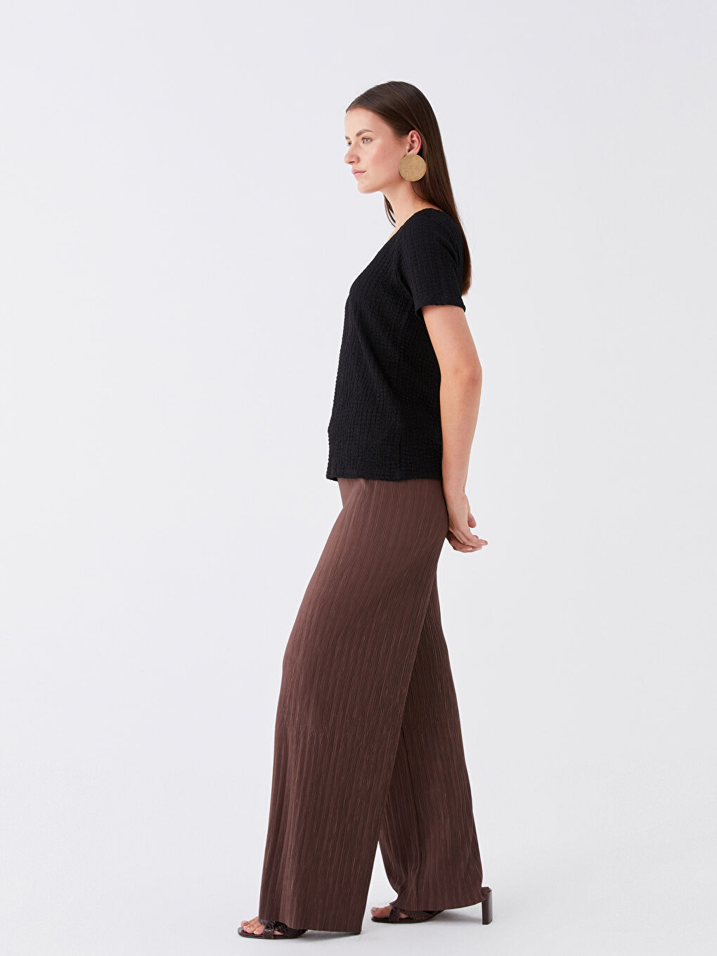 Pantalon de Survêtement Évasé à Taille Élastique pour Femmes-2