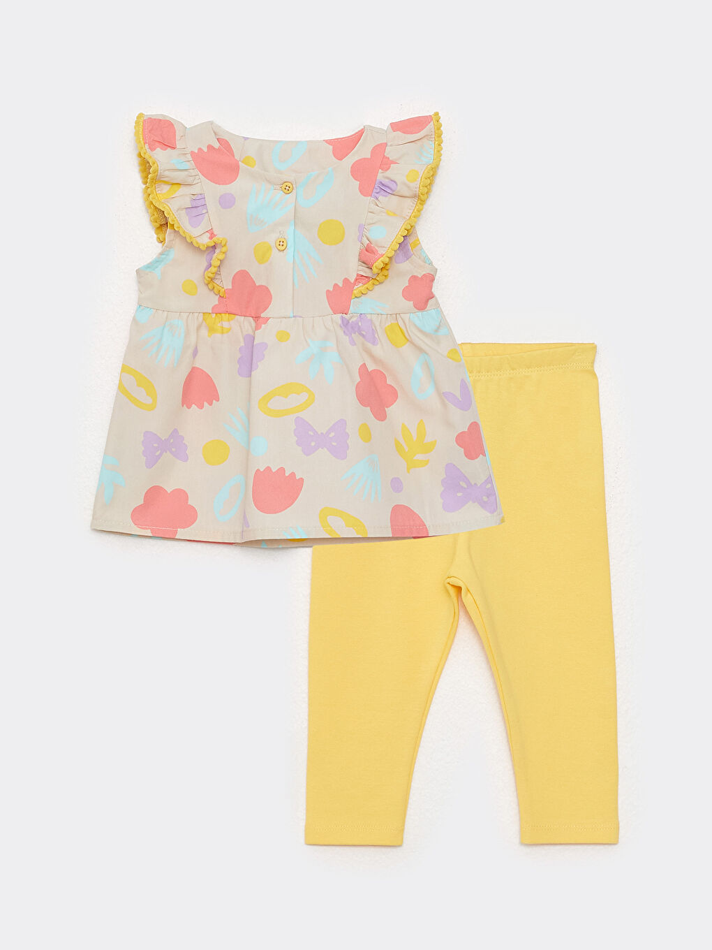 Комплект из блузки и леггинсов для малышек с принтом и круглым вырезом, 2 шт.-2