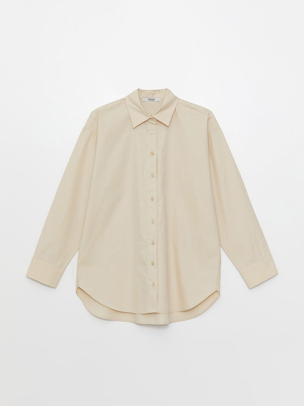 Bej Poplin Kadın Gömlek-5