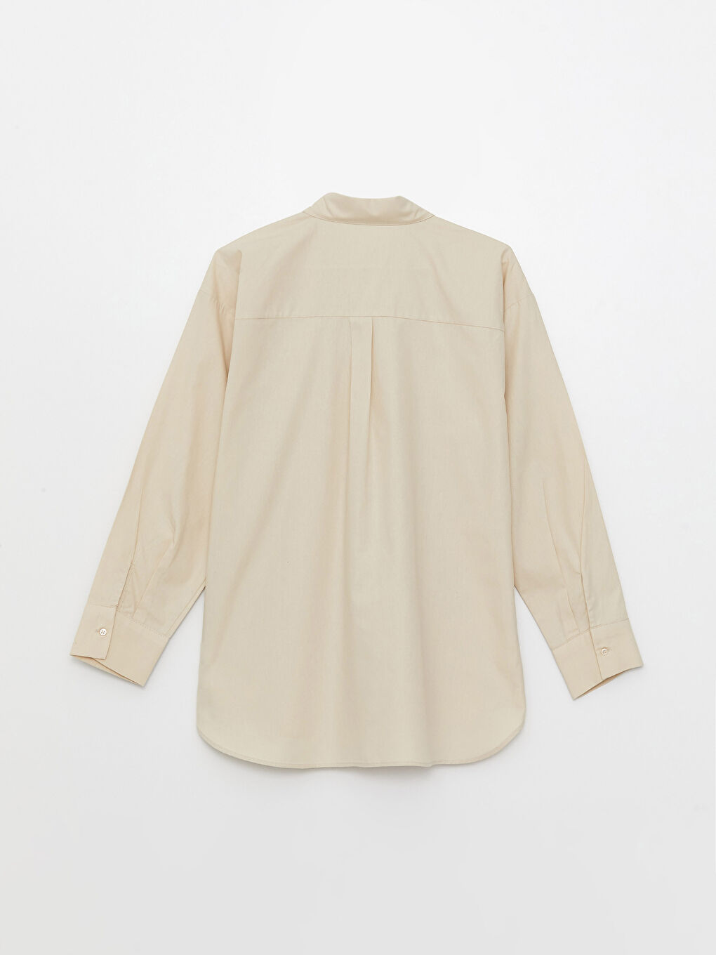 Bej Poplin Kadın Gömlek-6