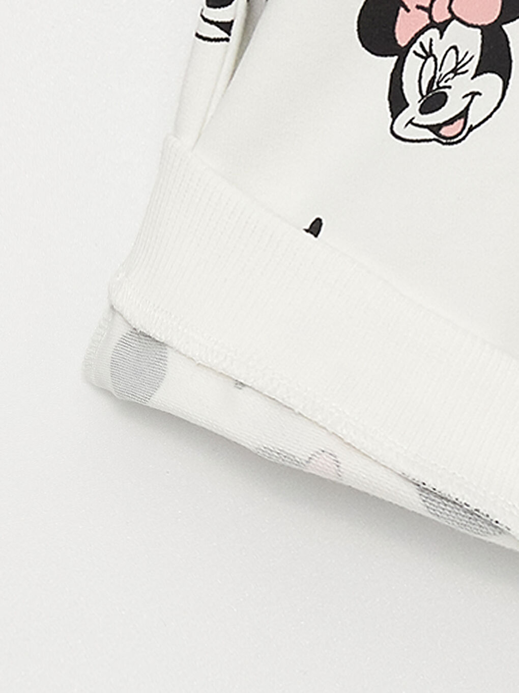 Ekru Bisiklet Yaka Uzun Kollu Minnie Mouse Baskılı Kız Bebek Sweatshirt ve Eşofman Alt 2'li Takım-3