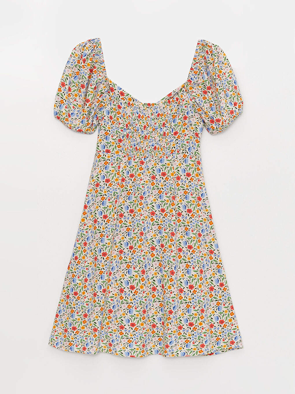 Women's Heart Collar Floral Short Sleeve Dress -S3BY78Z8-FFC