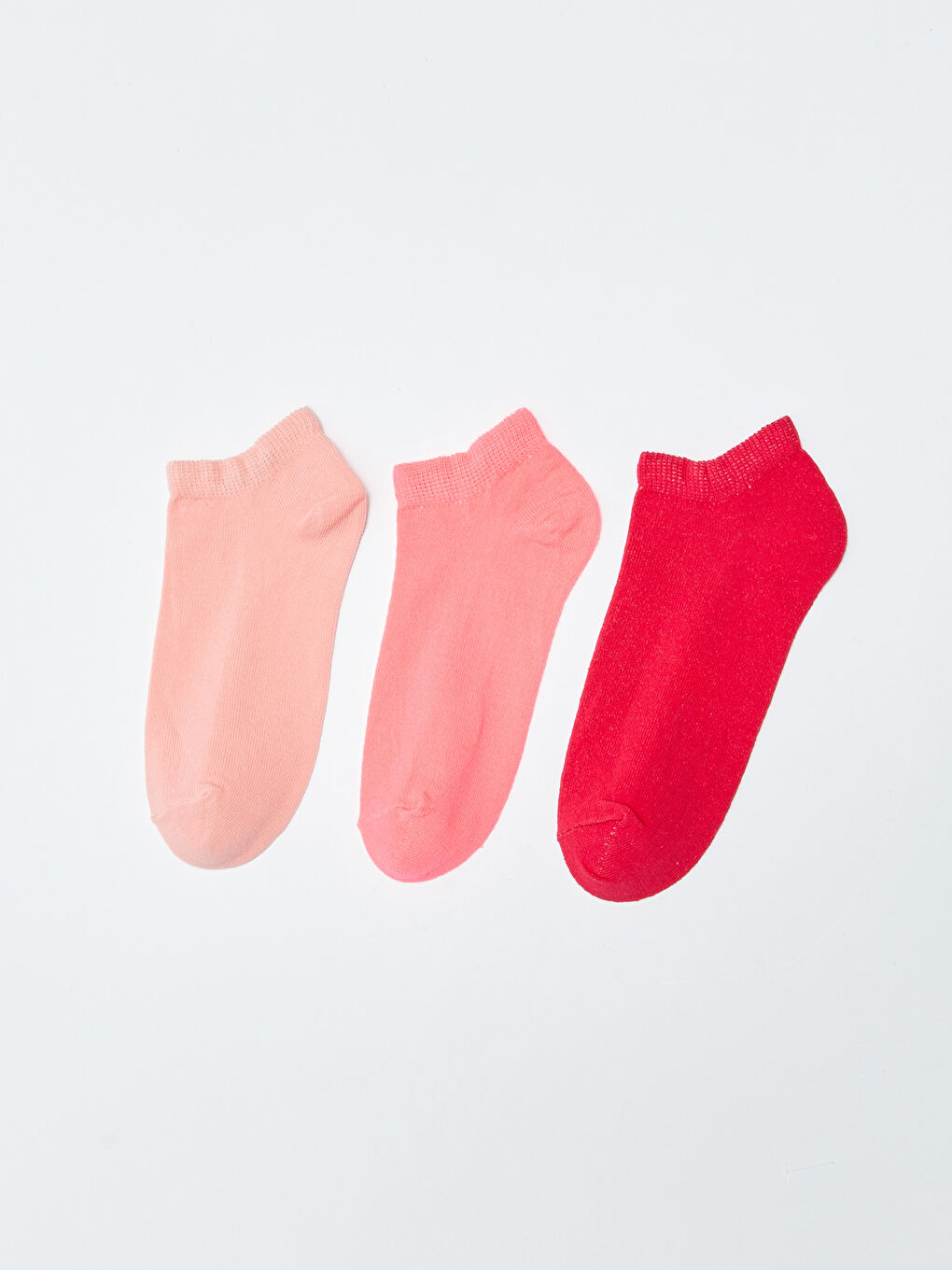 Pembe Kadın Düz Patik Çorap 3'lü-1