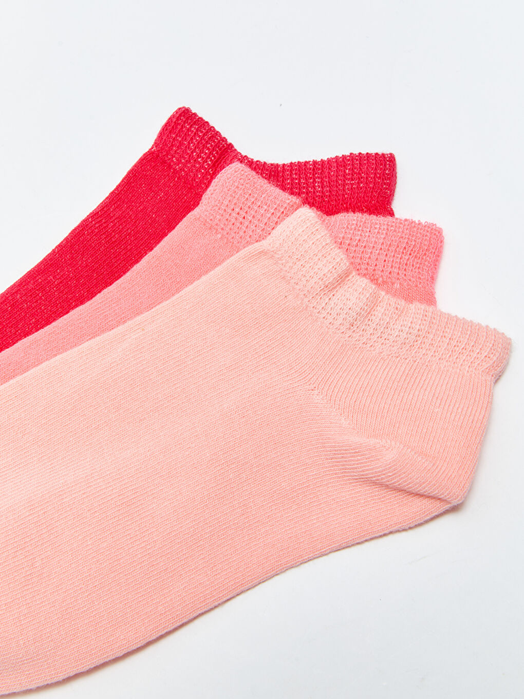 Pembe Kadın Düz Patik Çorap 3'lü-2