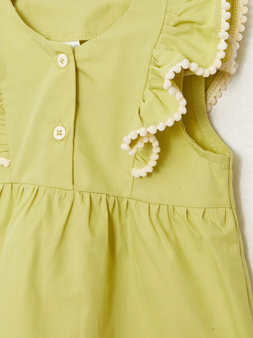 Yeşil Bisiklet Yaka Fırfır Detaylı Bluz ve Tayt Kız Bebek 2'li Takım-3