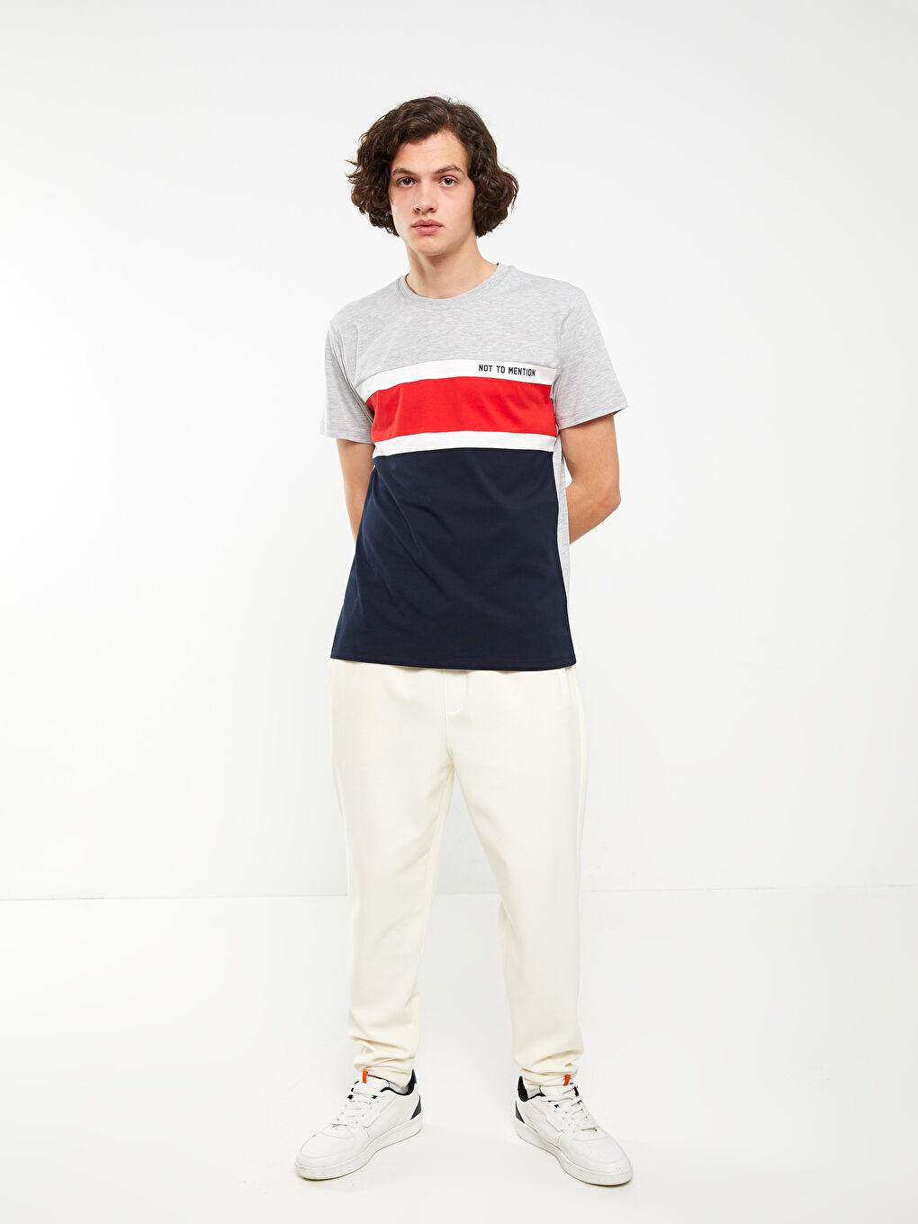 Crew Neck Short Sleeve Combed Cotton Men's T-shirt with Color Block -S3CA27Z8-HRZ