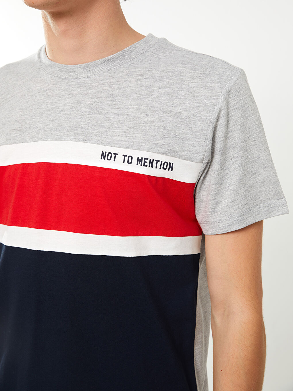 Crew Neck Short Sleeve Combed Cotton Men's T-shirt with Color Block -S3CA27Z8-HRZ