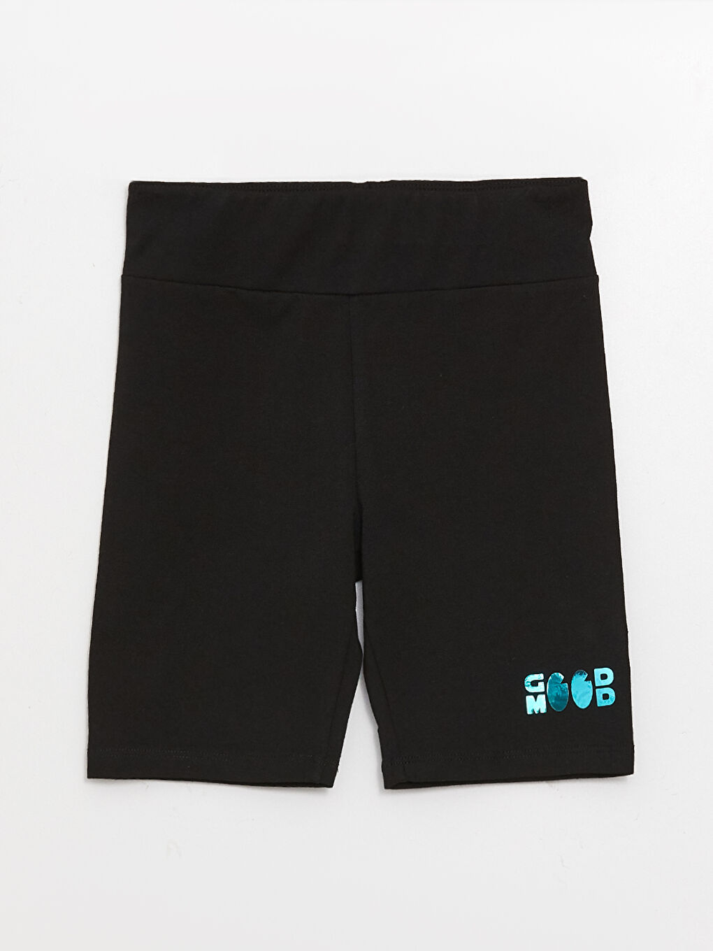 Siyah Beli Lastikli Baskılı Kız Çocuk Kısa Tayt