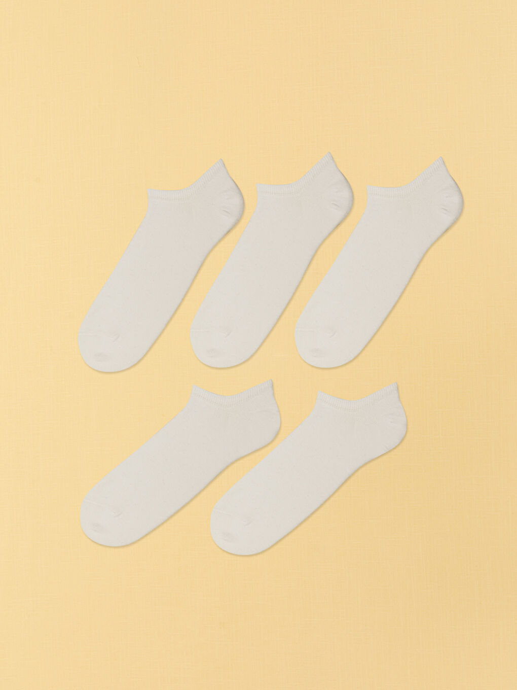 Beyaz Çizgili Erkek Sneaker Çorap 5'li