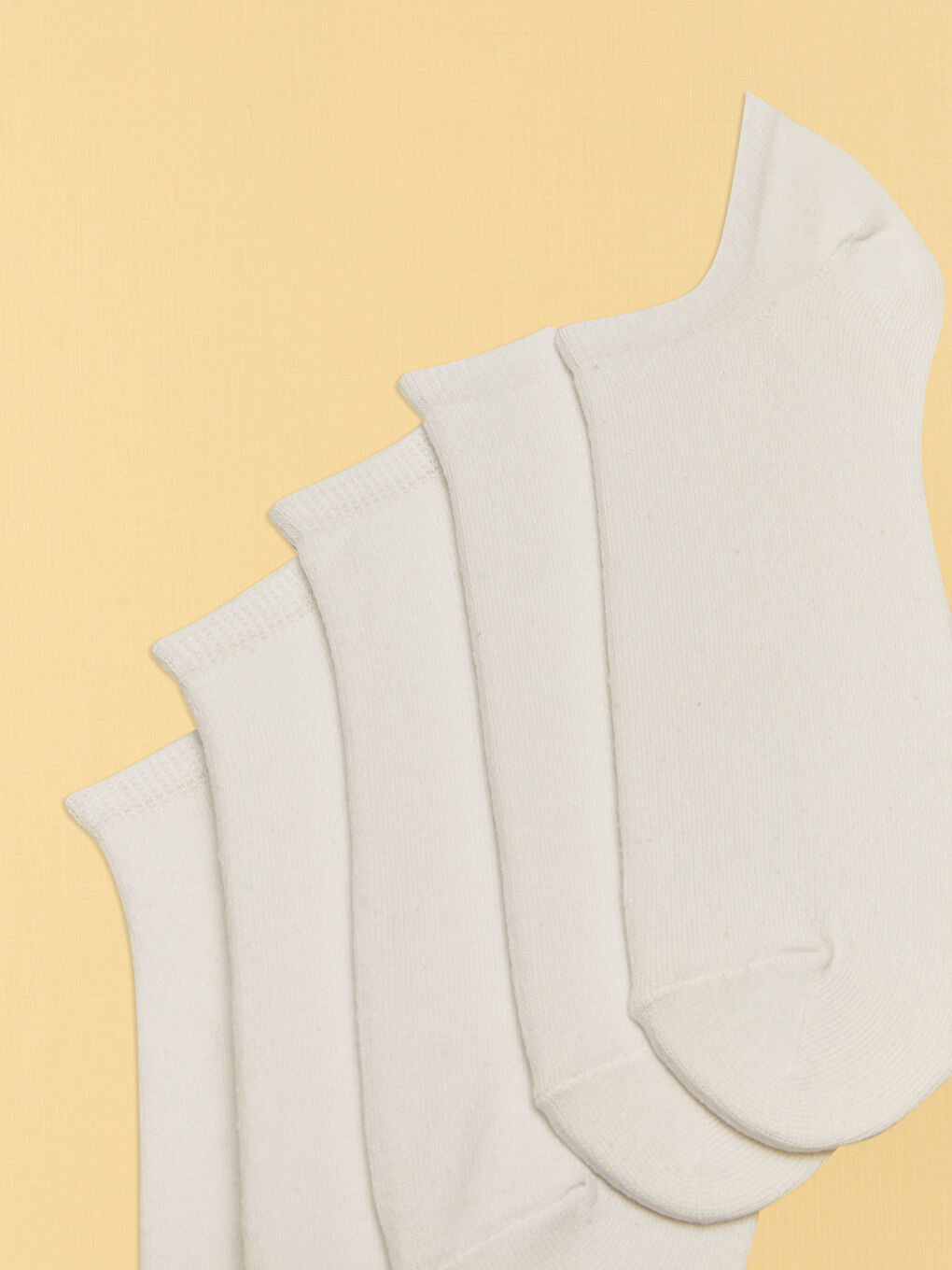 Beyaz Çizgili Erkek Sneaker Çorap 5'li-2