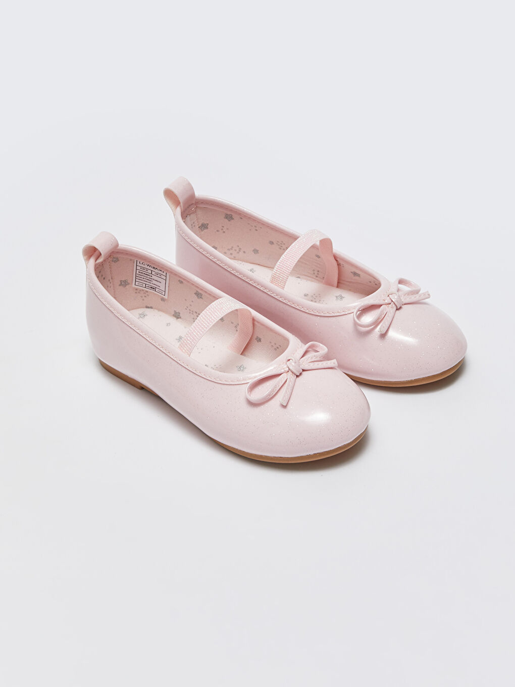 Pembe 25-30 Numara Fiyonk Detaylı Simli Kız Çocuk Babet