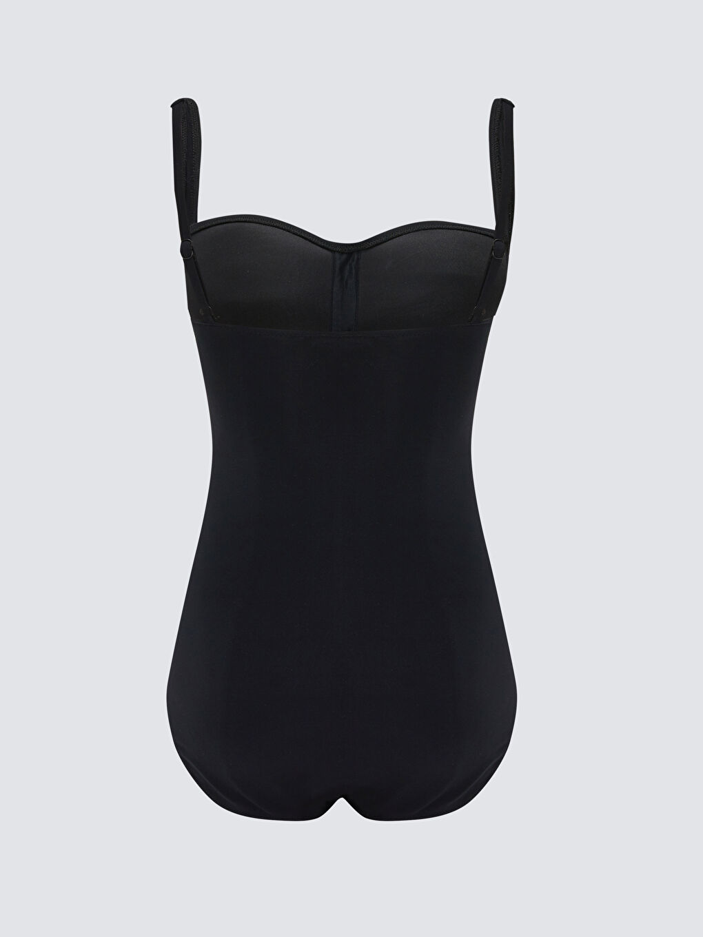 Siyah Dikişli Pedli Büzgü Detaylı Kadın Mayo-1