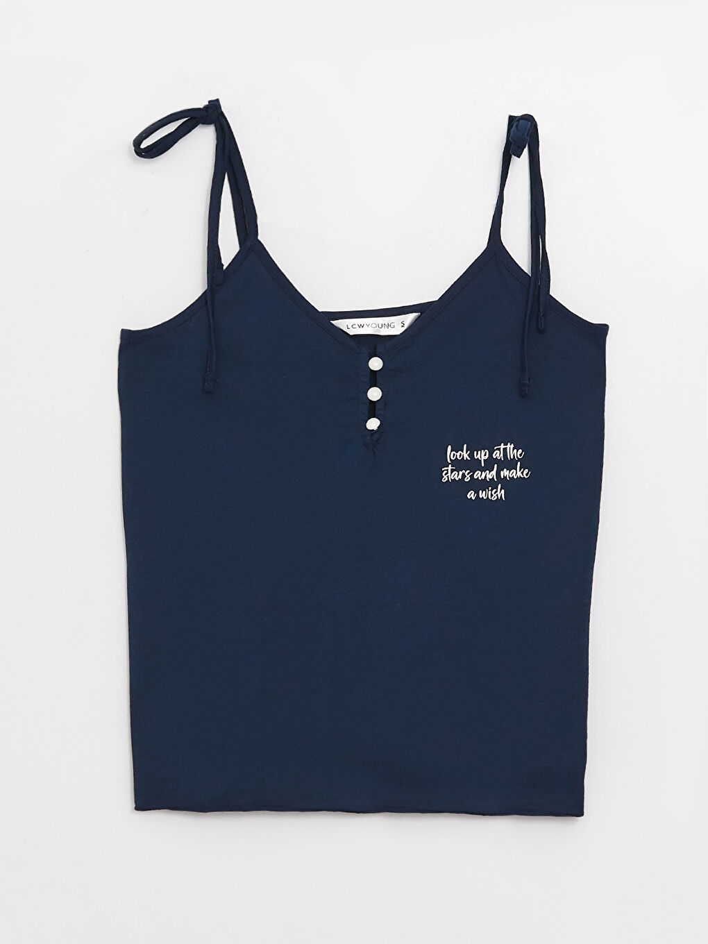 Lacivert V Yaka Baskılı Askılı Kadın Şortlu Pijama Takımı-6