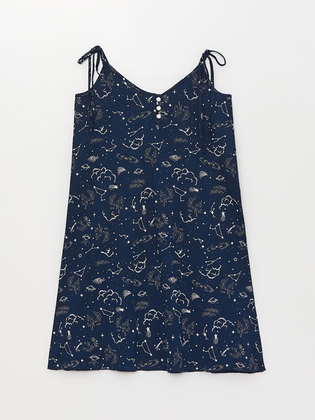 Women's V-Neck Rope Strap Patterned Nightgown -S3CA72Z8-LSJ