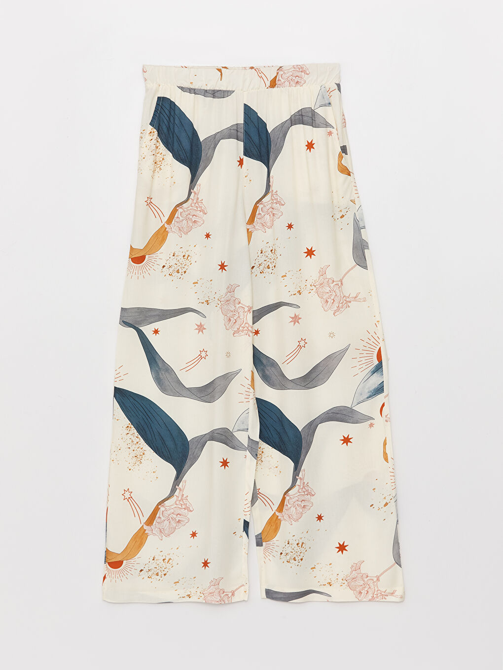 Bej U Yaka Desenli Vual Kadın Pijama Takımı-7