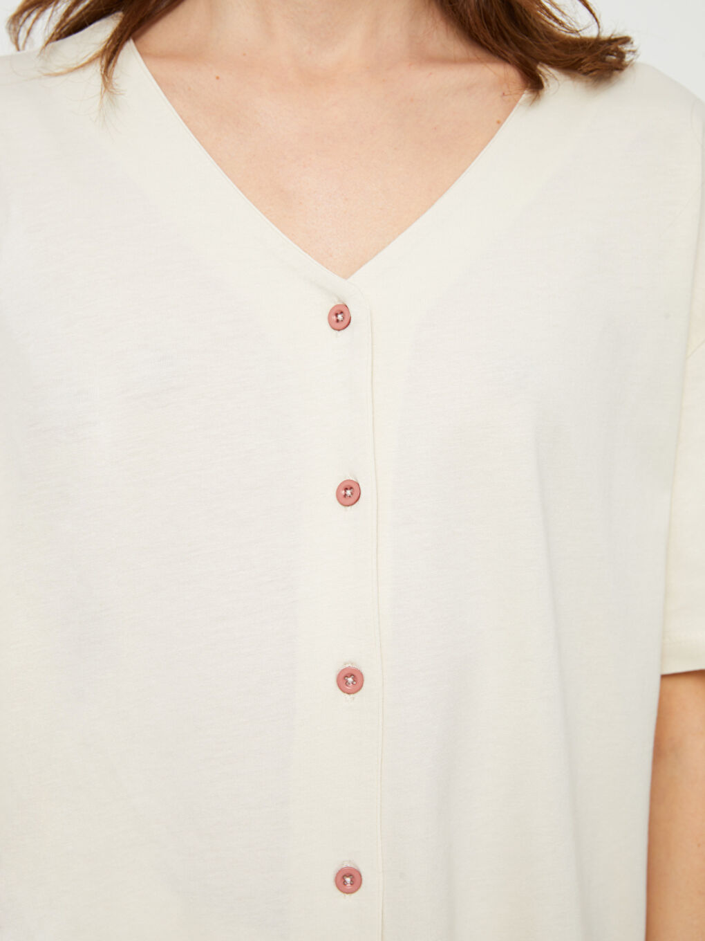 V Neck Patterned Short Sleeve Women's Pajamas Set -S3CA84Z8-LQB