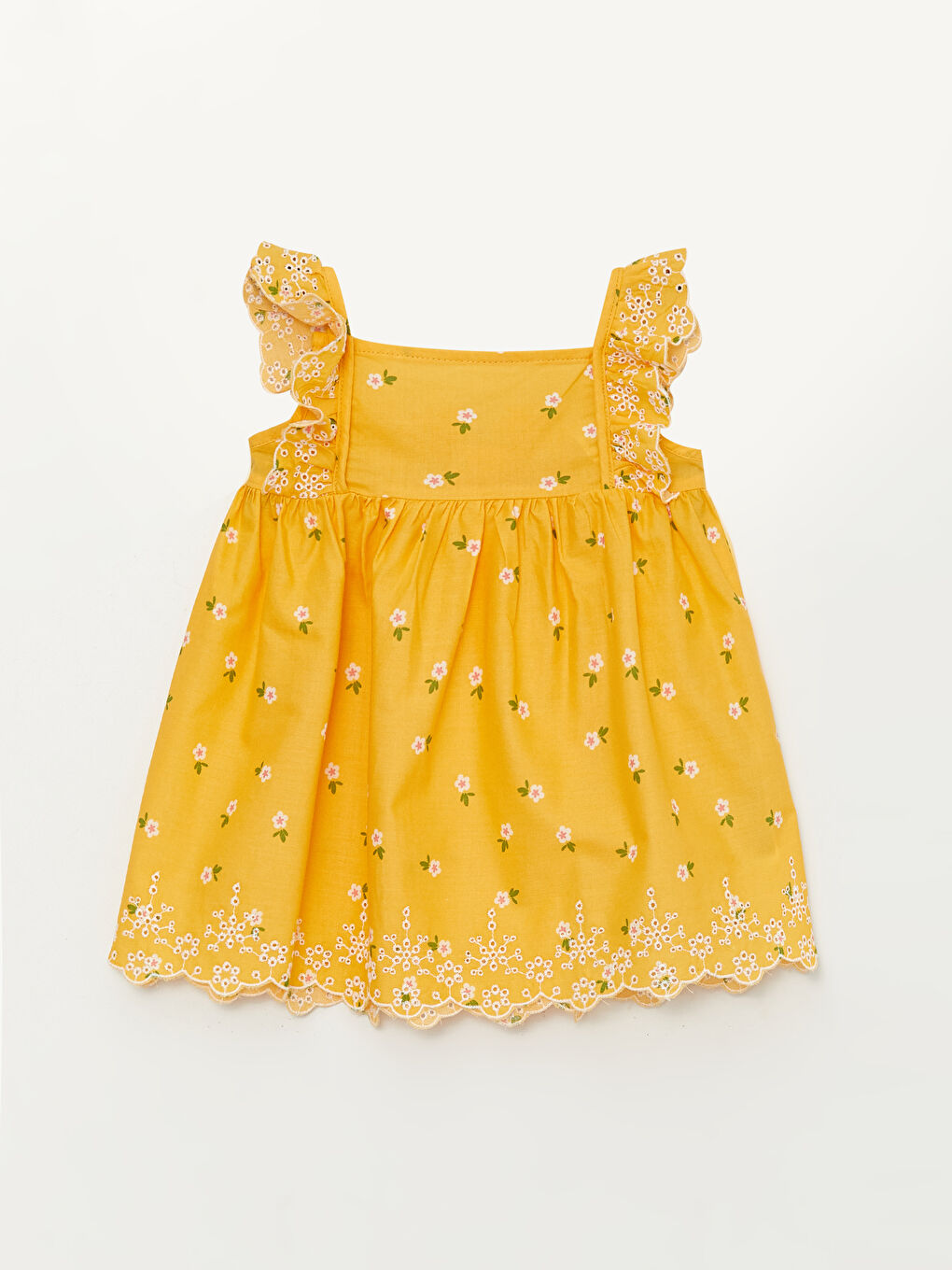 шаршы жағалы принтті сәби қыздарға арналған көйлек