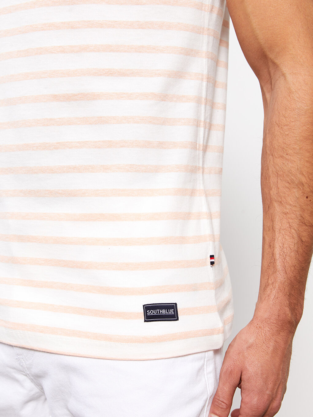 Mercan Bisiklet Yaka Kısa Kollu Çizgili Penye Erkek Tişört-3