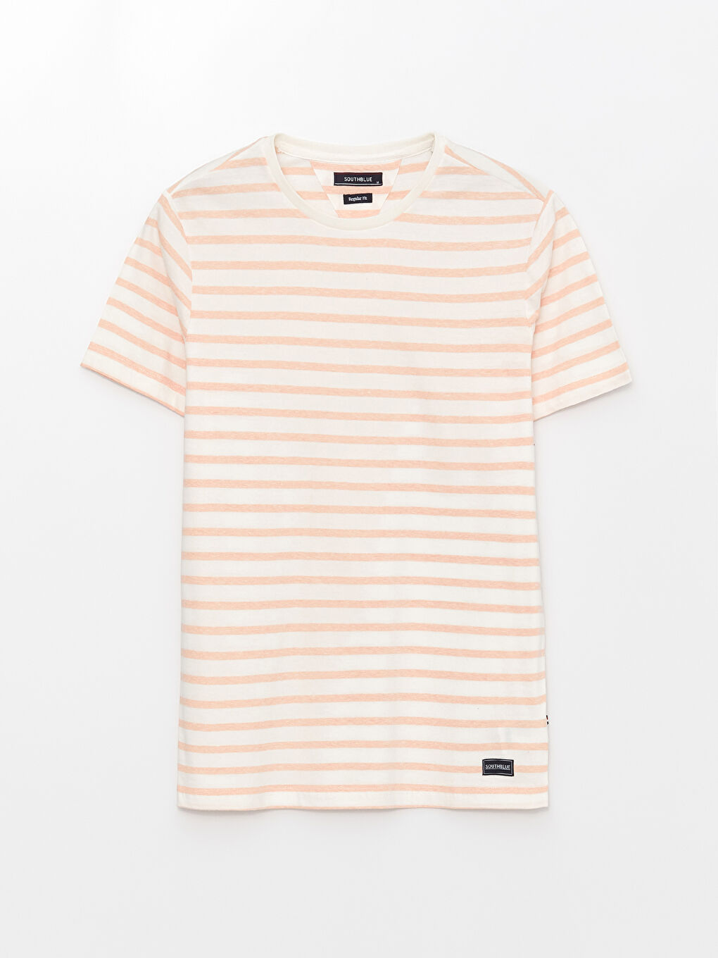Mercan Bisiklet Yaka Kısa Kollu Çizgili Penye Erkek Tişört-5
