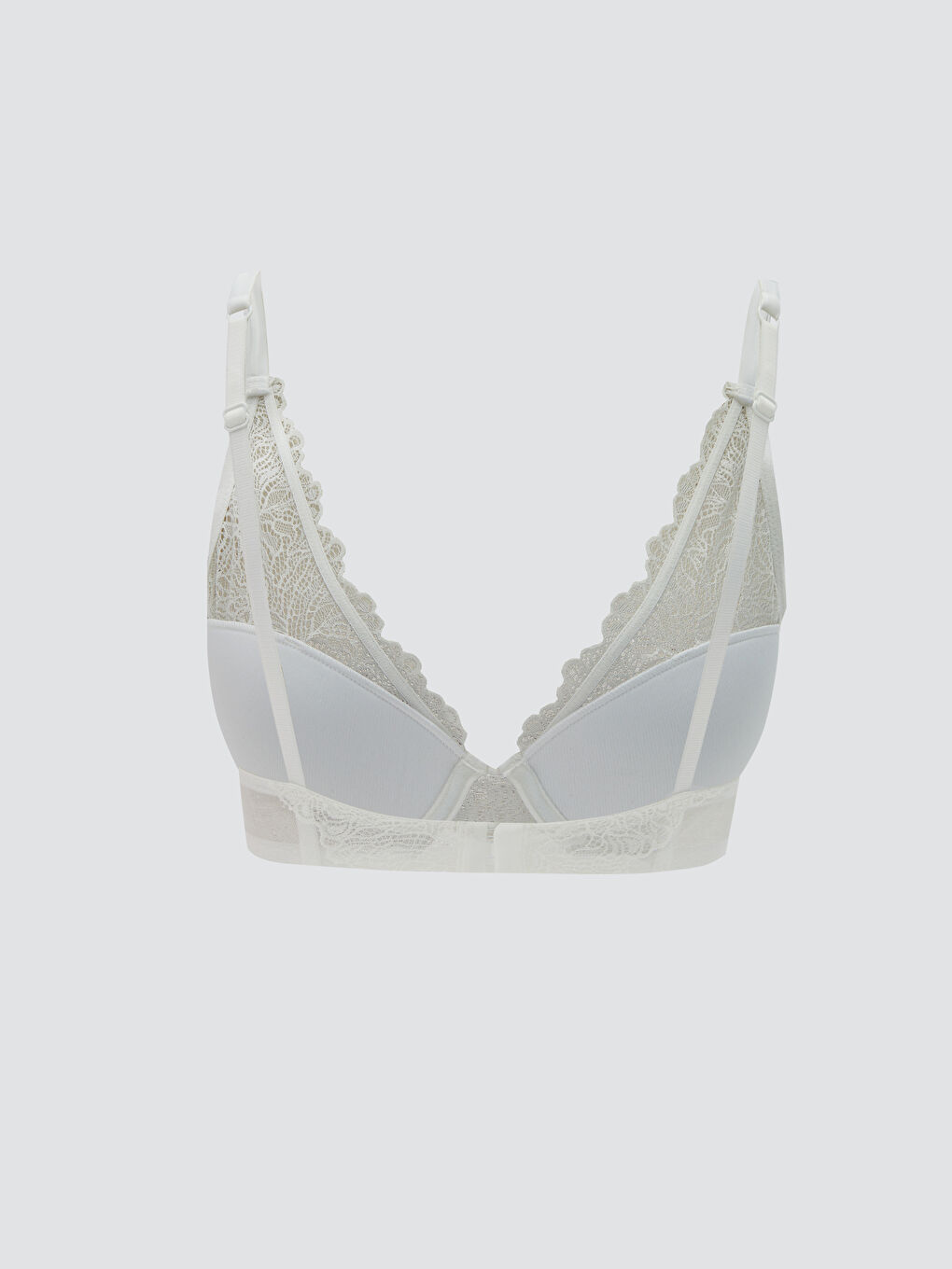 Ekru Balenli Dolgusuz Dantelli Fantezi Tişört Sütyen-1