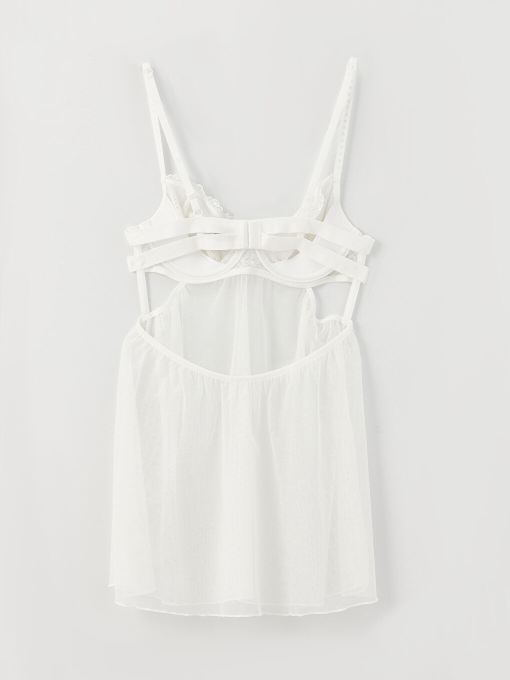 LCW DREAM Ekru Balenli Dolgulu Dantelli Babydoll - 1