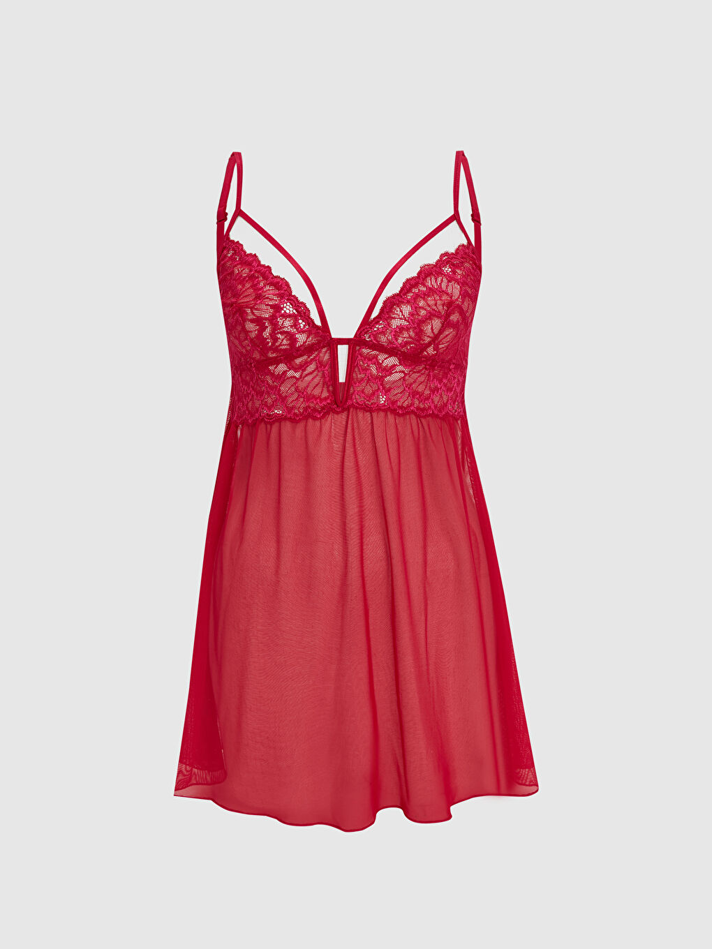 Fuşya Dolgusuz Dantelli Babydoll