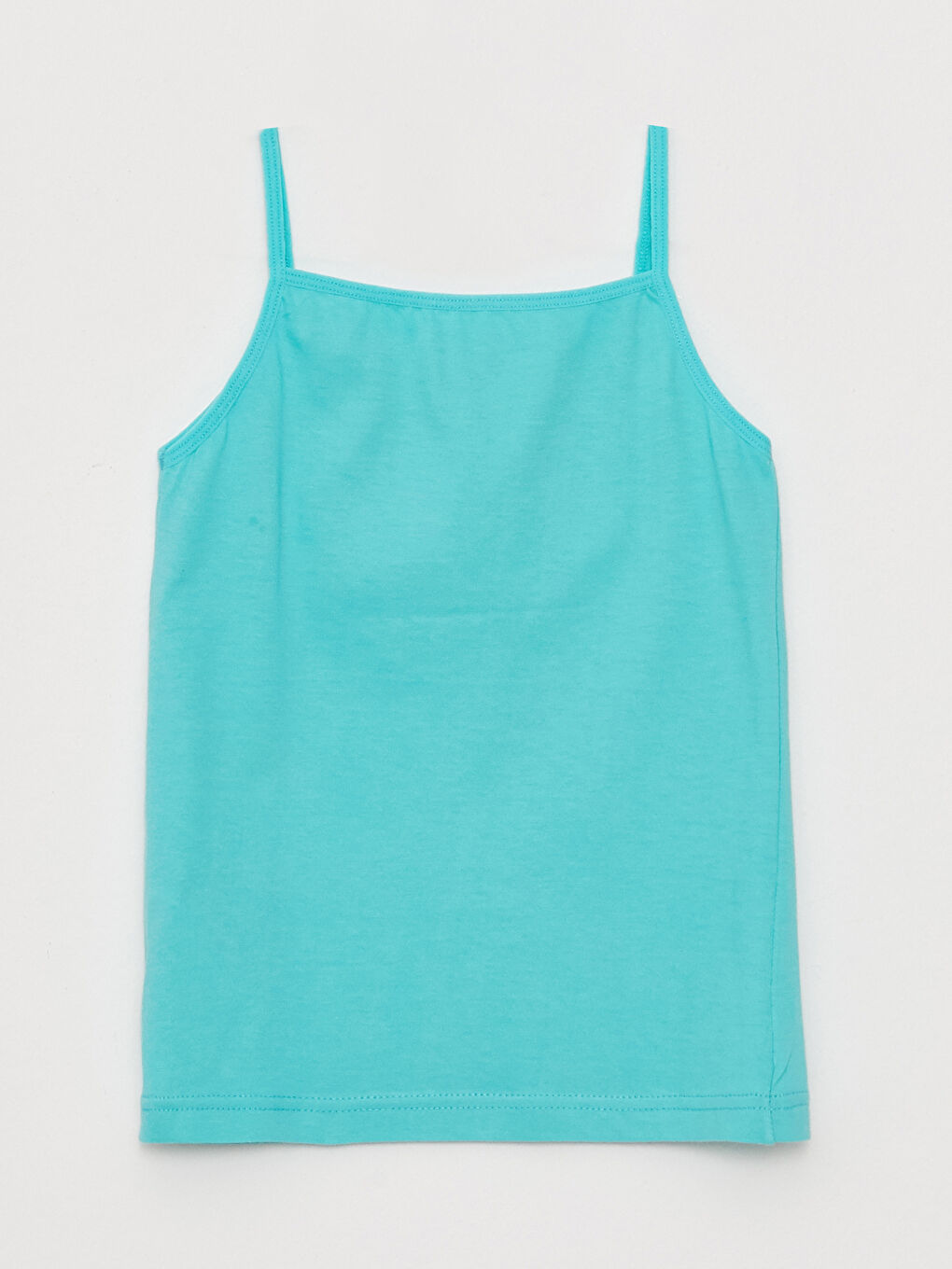 تيشيرت بحمّالات بياقة مربعة سادة للبنات-1