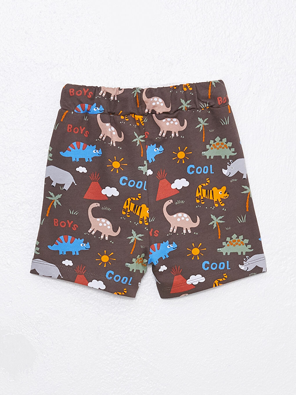 Gri Beli Lastikli Baskılı Erkek Bebek Şort-1