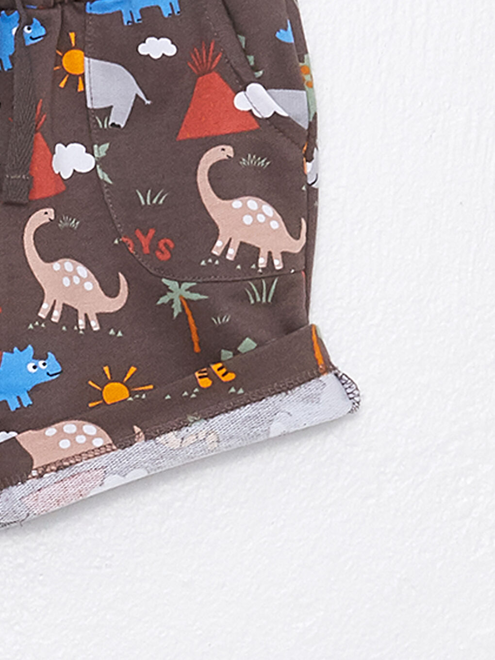 Gri Beli Lastikli Baskılı Erkek Bebek Şort-2