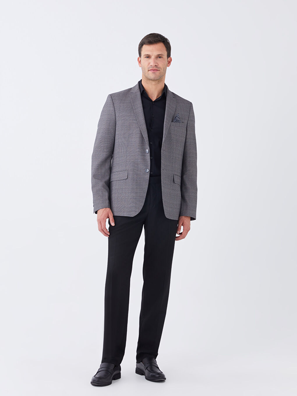 Gri Standart Kalıp Erkek Blazer Ceket-2