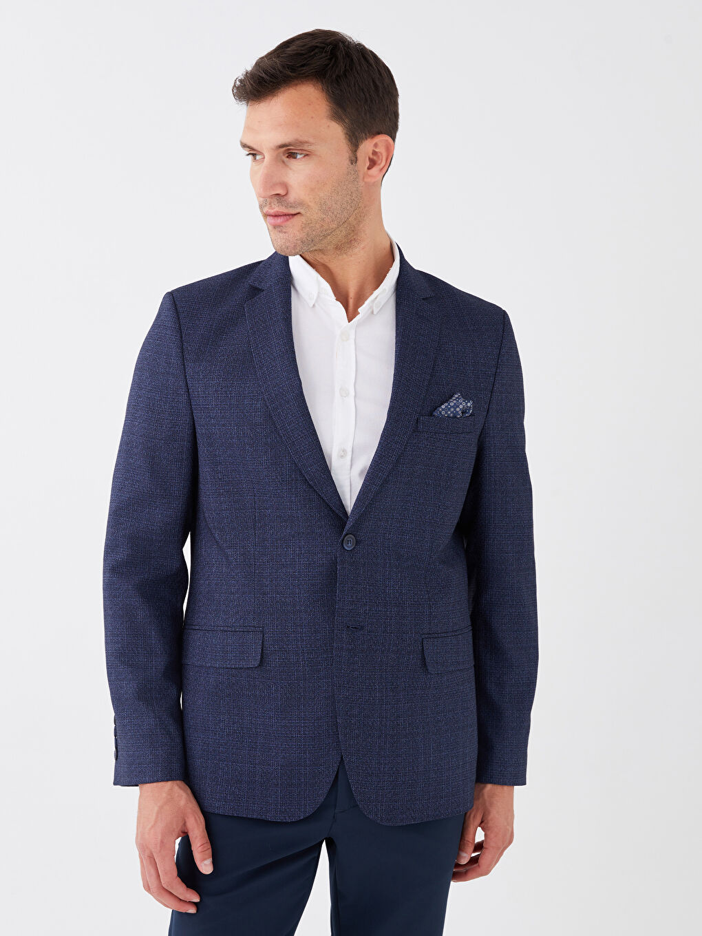 Lacivert Standart Kalıp Erkek Blazer Ceket-1