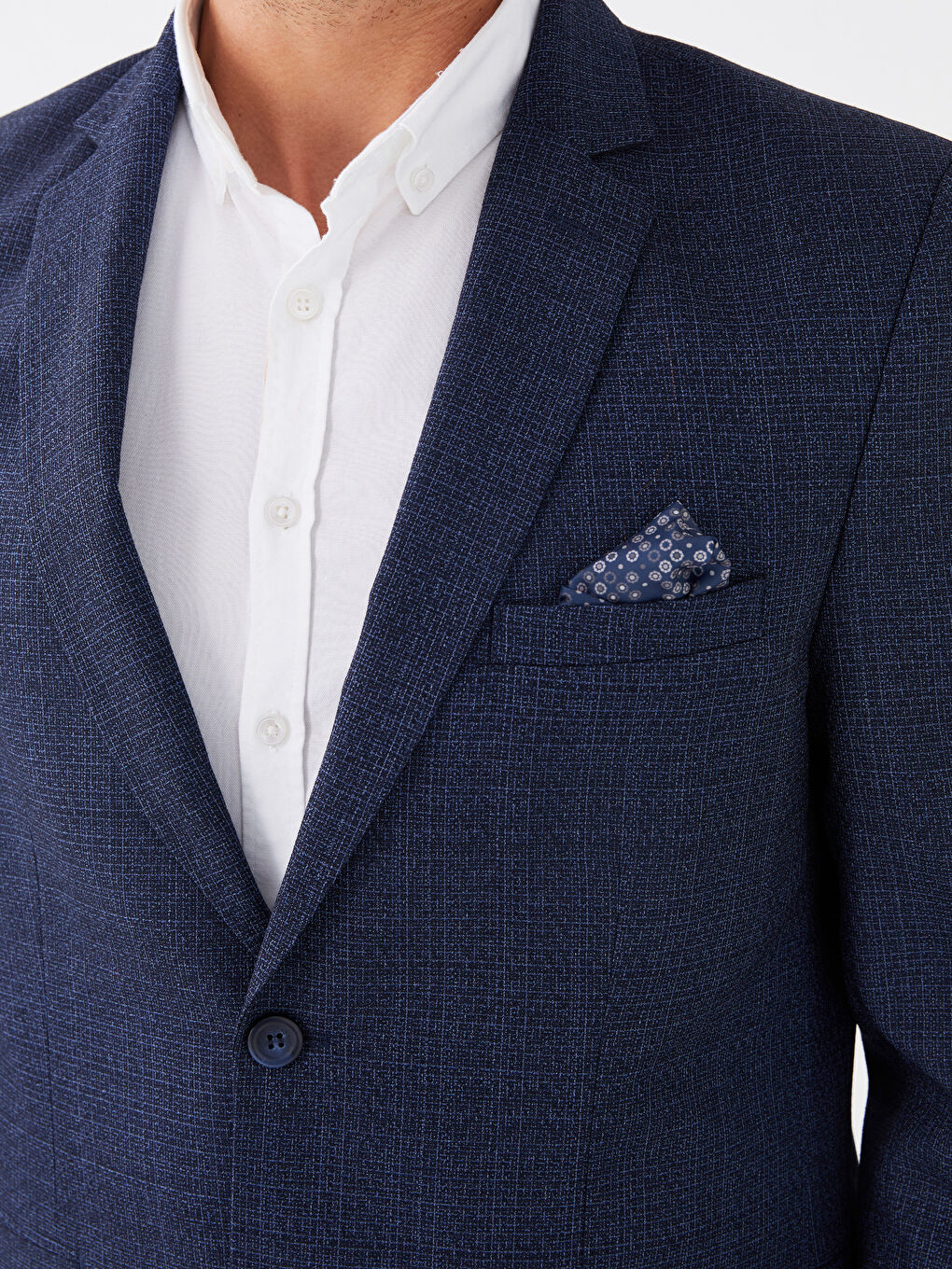 Lacivert Standart Kalıp Erkek Blazer Ceket-3