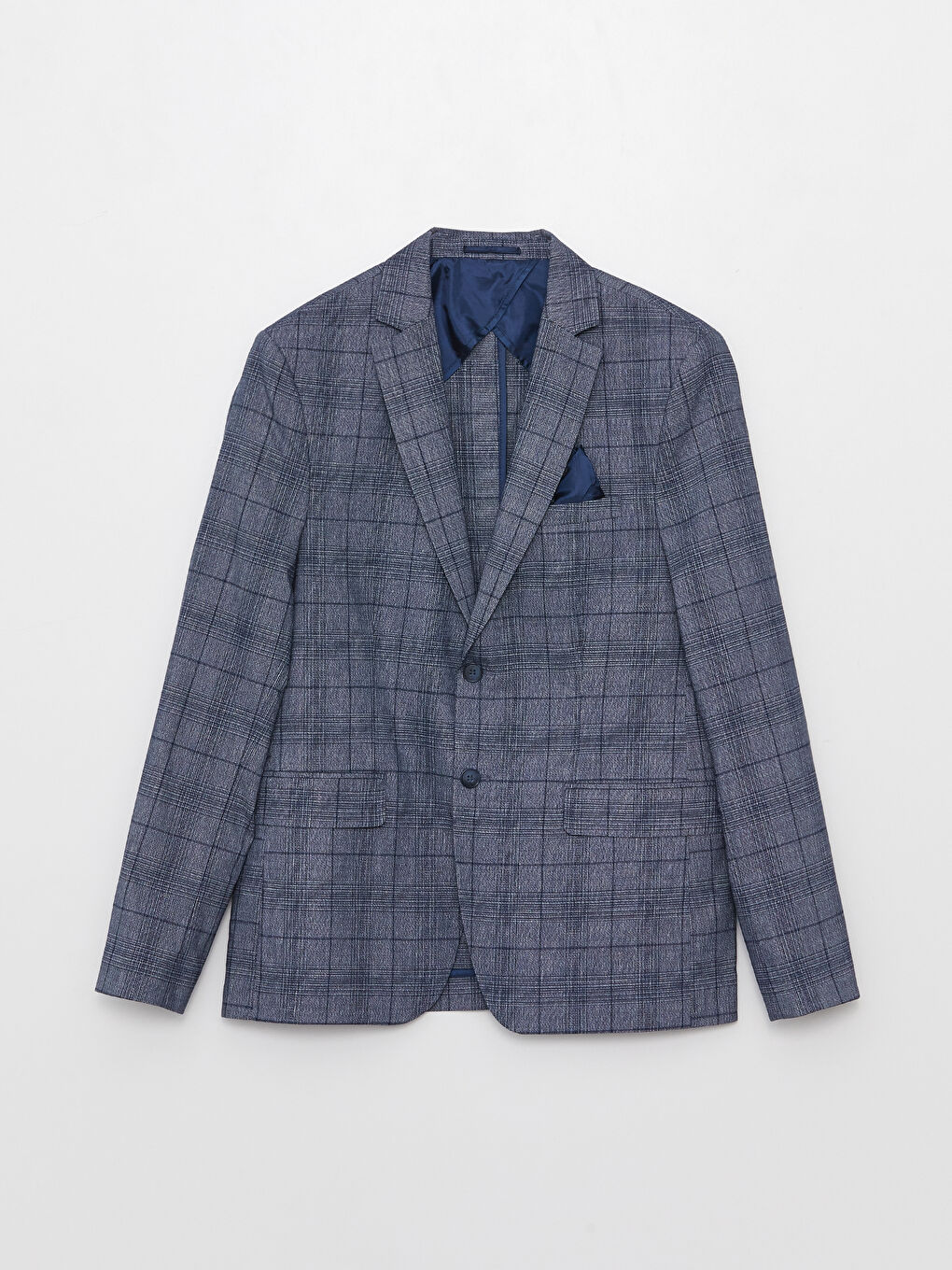 Lacivert Standart Kalıp Erkek Blazer Ceket-5