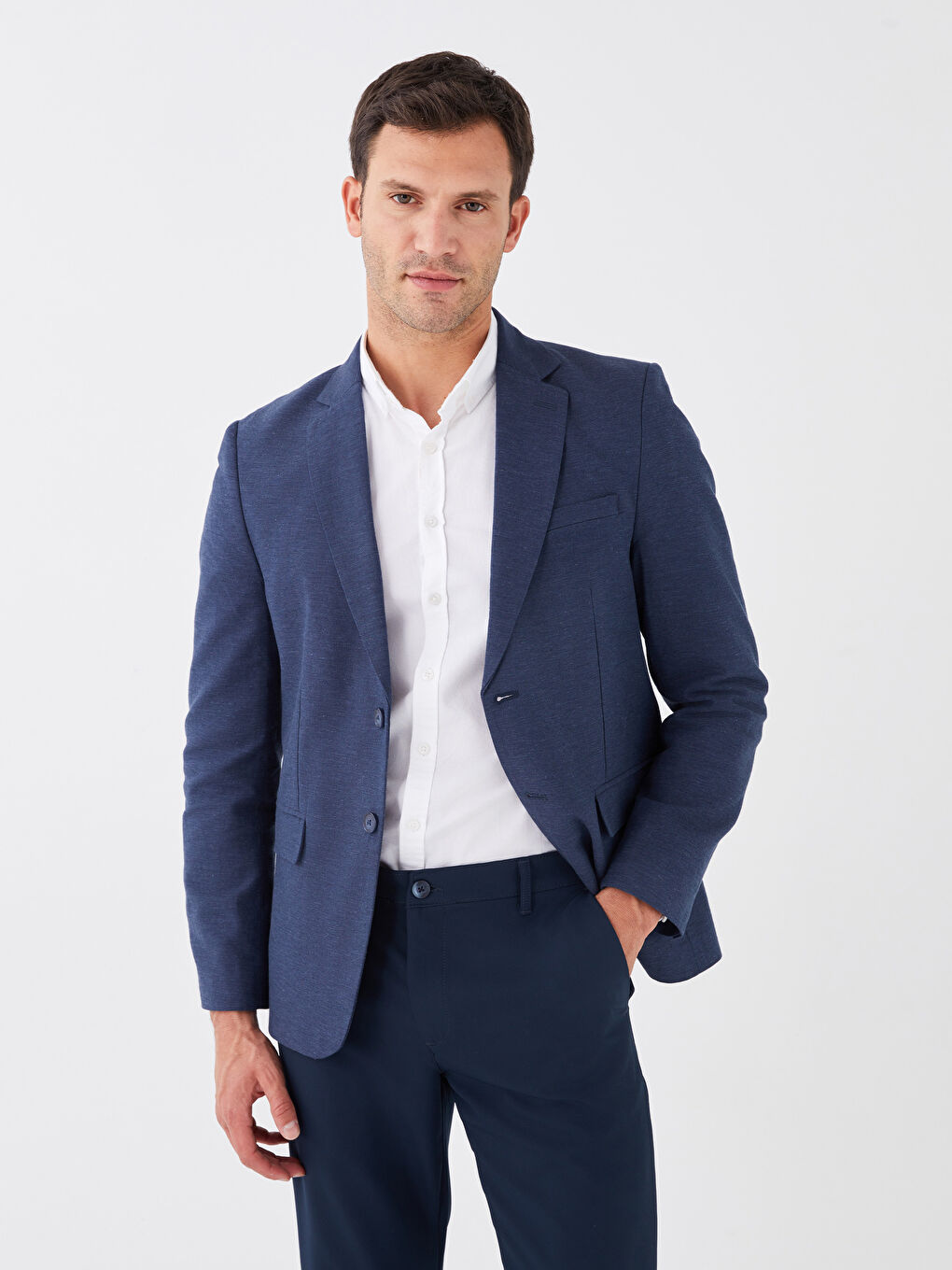 LCWAIKIKI Classic Slim Fit Linen Blend Men's Blazer Jacket -S3CB46Z8-KN7