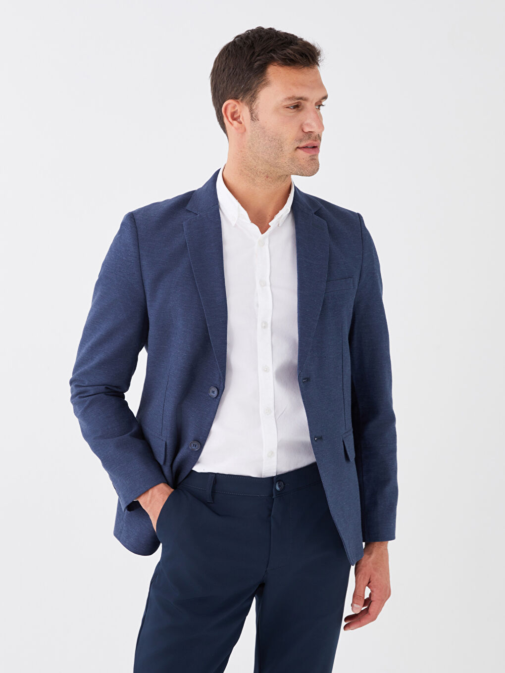 LCWAIKIKI Classic Slim Fit Linen Blend Men's Blazer Jacket -S3CB46Z8-KN7