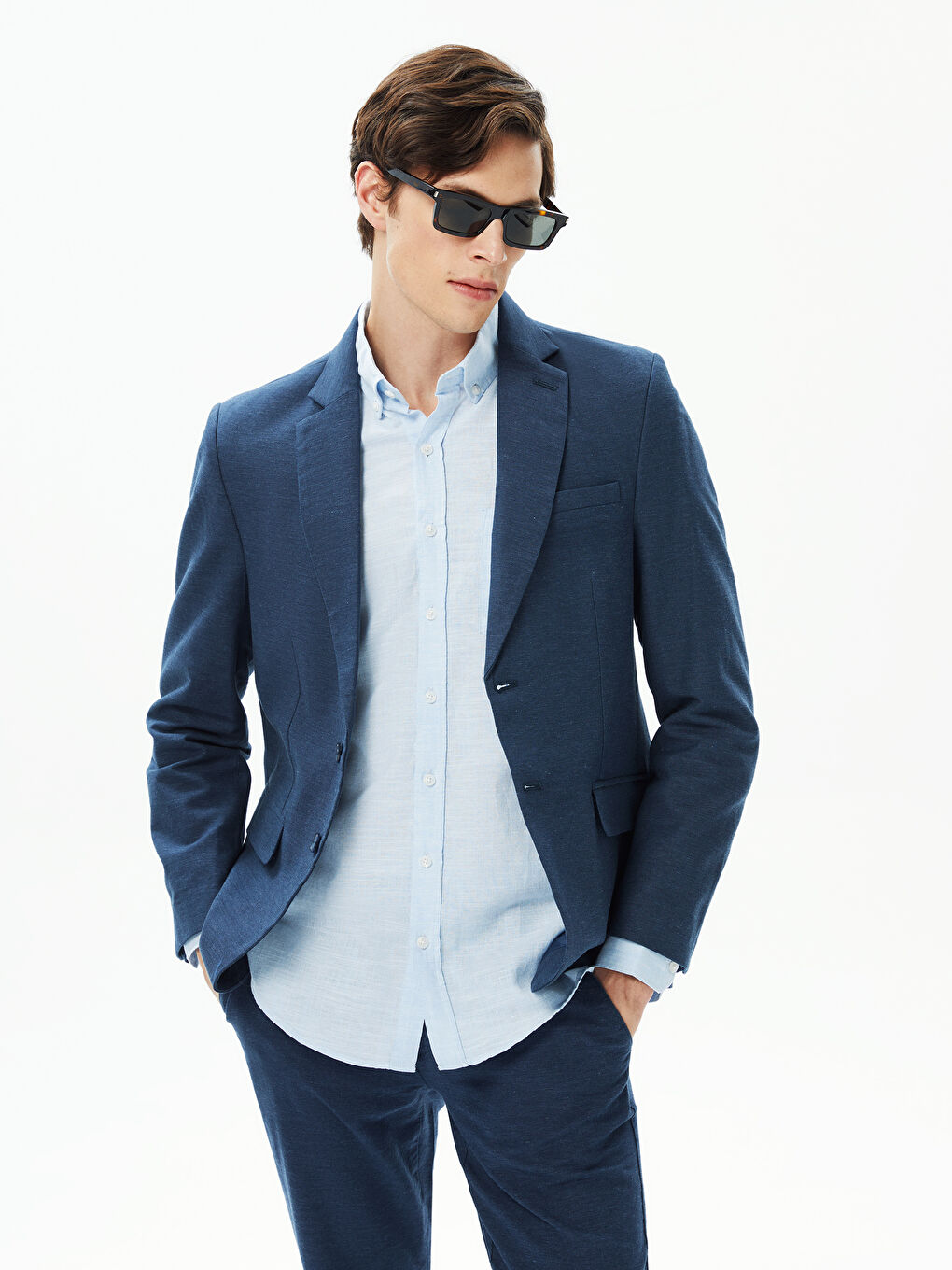 LCWAIKIKI Classic Slim Fit Linen Blend Men's Blazer Jacket -S3CB46Z8-KN7