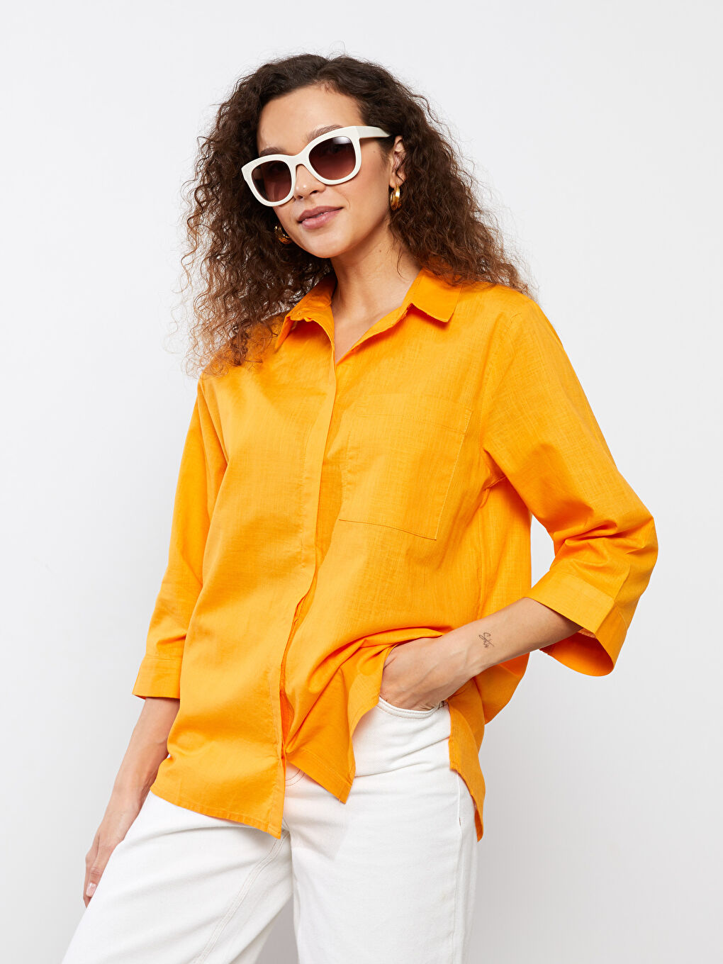 Damen Schlichtes Hemd mit Taschen-Detail