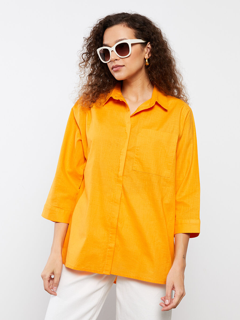 Damen Schlichtes Hemd mit Taschen-Detail-1