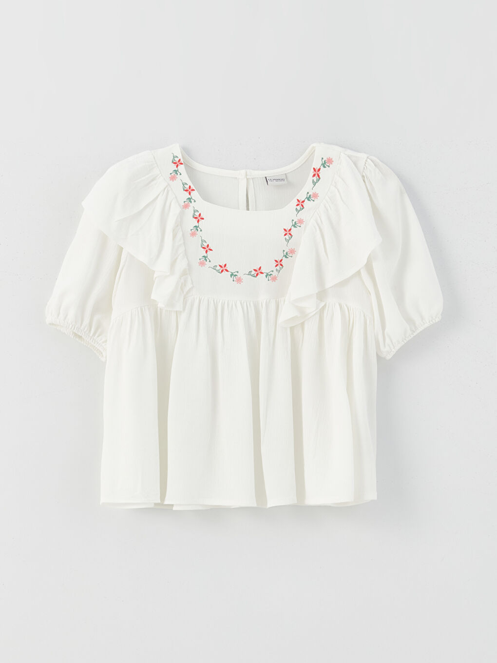 LCW Kids Crew Neck Printed Short Sleeve Girls Blouse -S3CB59Z4-R9J