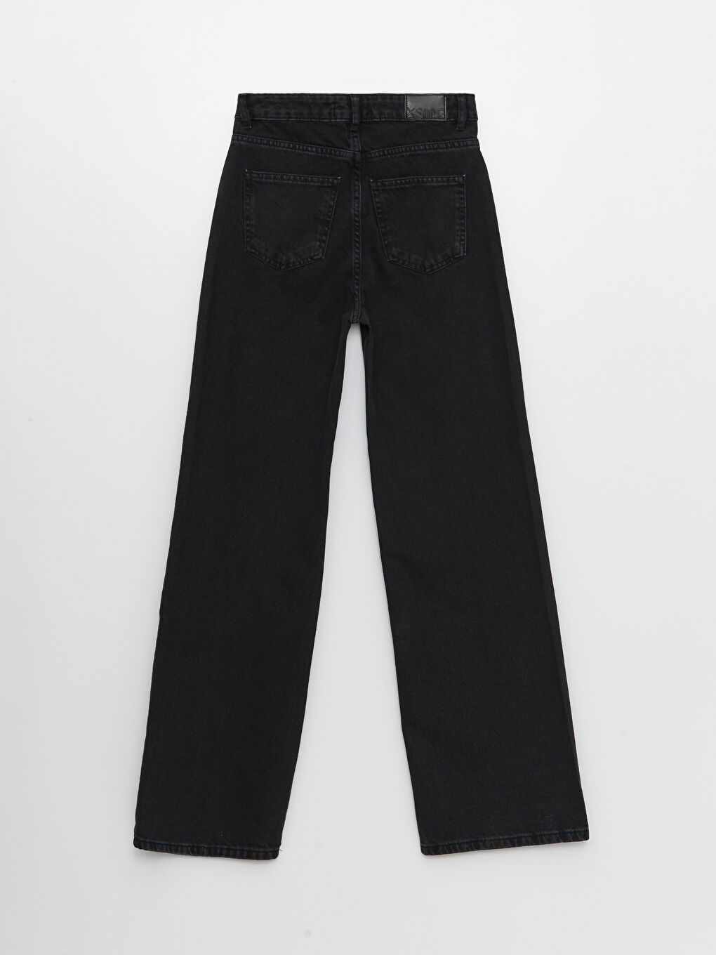 Siyah Yüksek Bel Wideleg Kadın Jean Pantolon-6