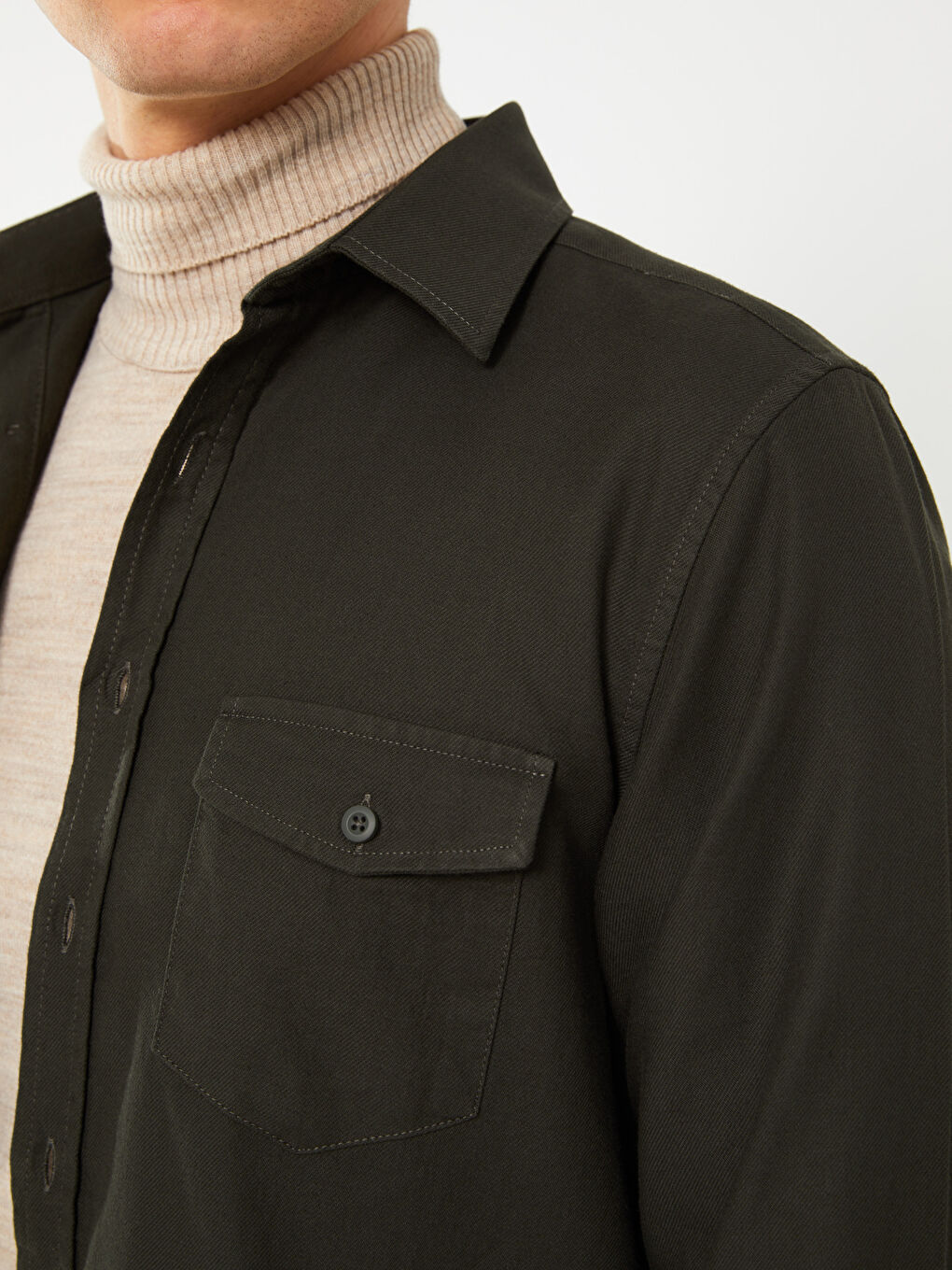 Regular Fit Long Sleeve Gabardine Shirt-3