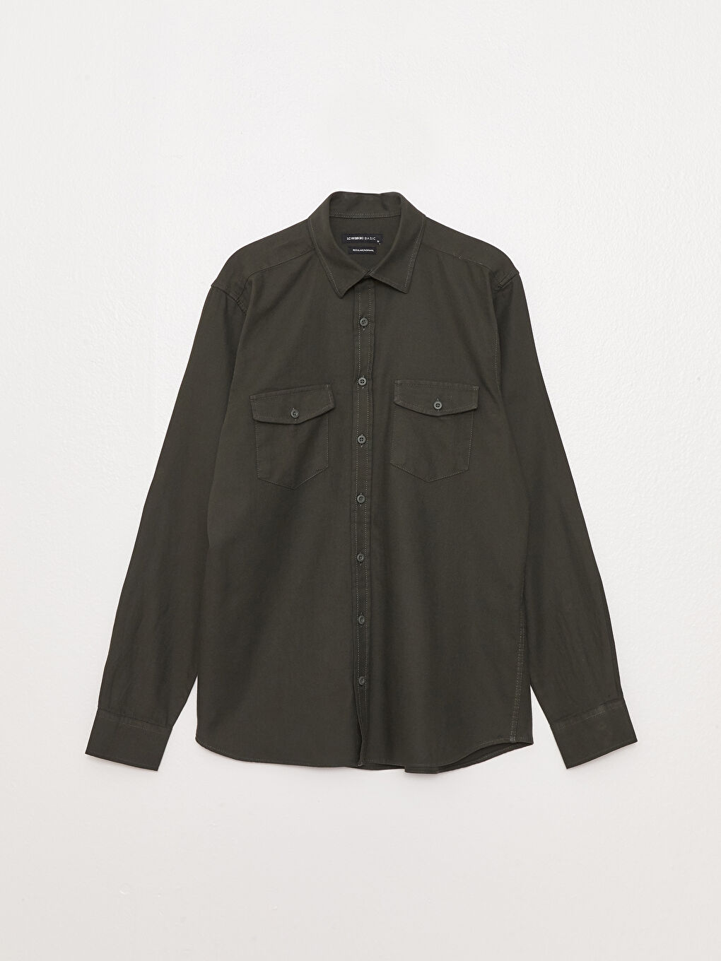 Regular Fit Long Sleeve Gabardine Shirt-5