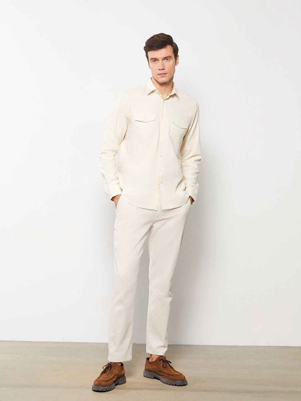 Cămașă Gabardine Regular Fit cu Mânecă Lungă -2