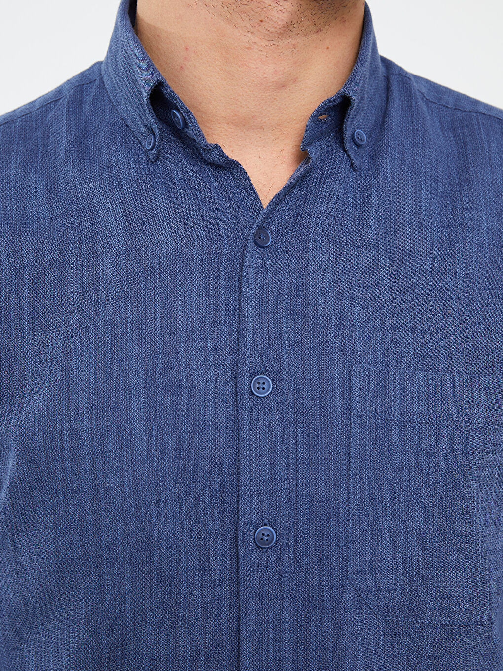 Lacivert Regular Fit Uzun Kollu Poplin Erkek Gömlek-3