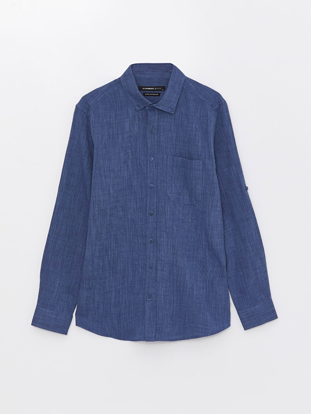 Lacivert Regular Fit Uzun Kollu Poplin Erkek Gömlek-5