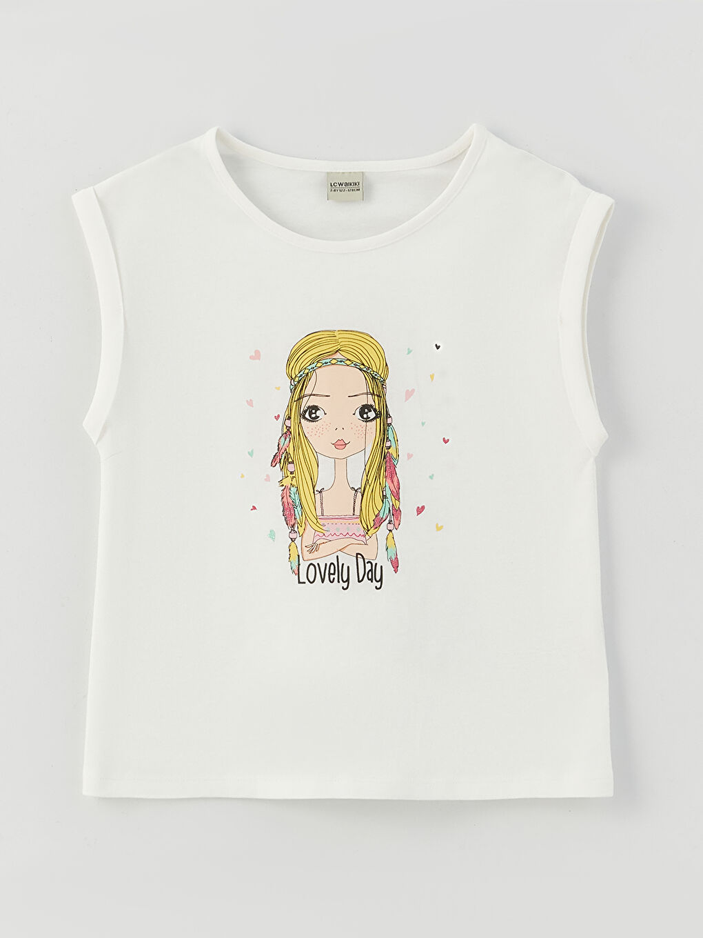 Crew Neck Printed Girls' Tank Top