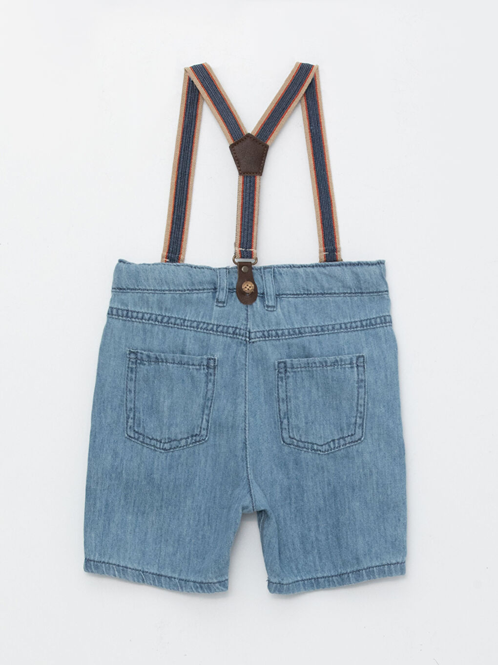 LCW baby Orta İndigo Rodeo Basic Erkek Bebek Jean Şort ve Pantolon Askısı 2'li - 2